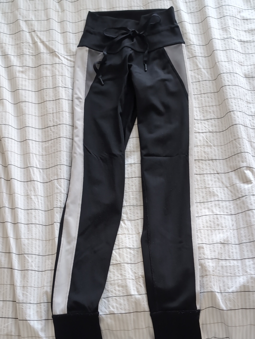 aerie Black Joggers with White Side Stripes